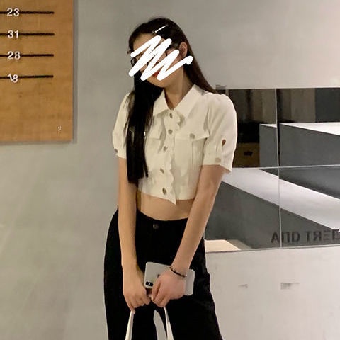 [F &amp; X] Áo Khoác Denim Tay Ngắn Dáng Ôm Viền Ren Thời Trang Mùa Hè Mới Cho Nữ