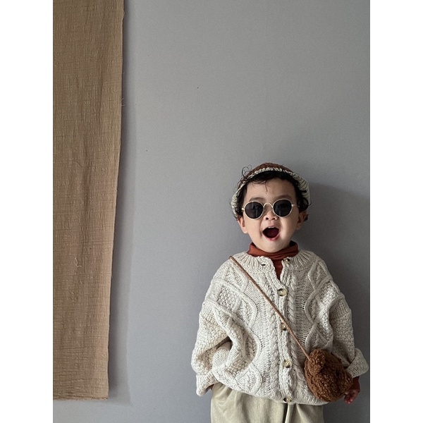 Áo Len Cardigan Vặn Thừng Cho Bé Gái- Chất Liệu Len Cao Cấp Hãng Mtiny Queen - Hàng Quảng Châ