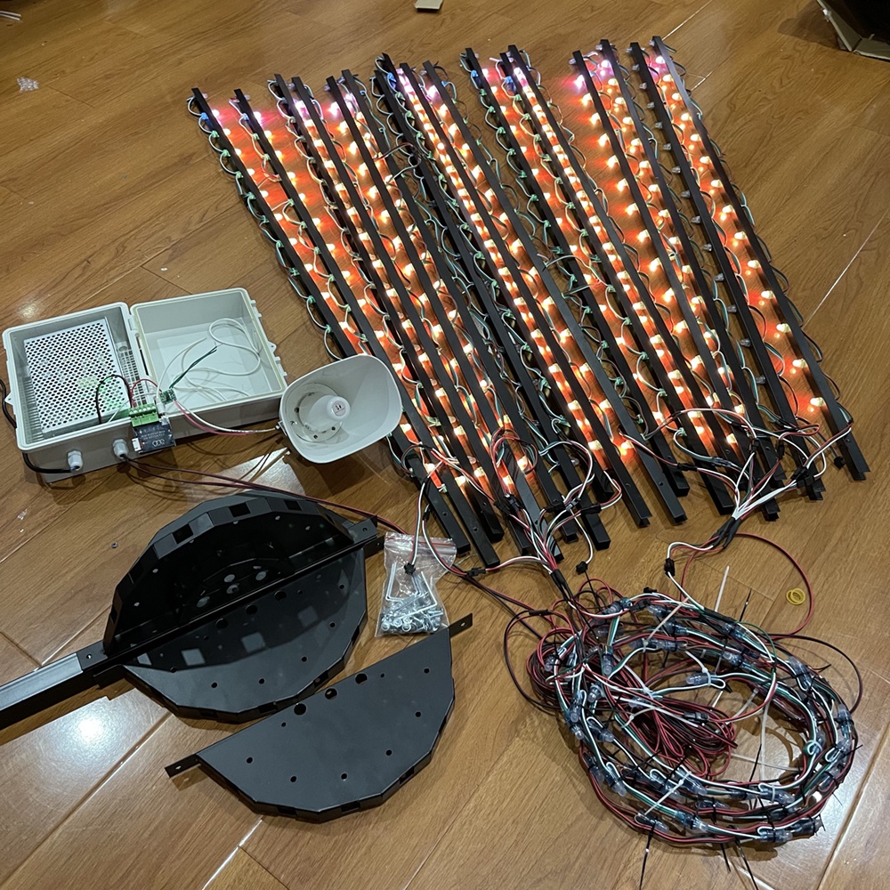 Bộ đèn LED PHÁO HOA ĐIỆN TỬ 100 hiệu ứng 24 tia, 10 mét led phóng, kèm loa, BH 1 năm - BẢN CAO CẤP NHẤT 2021