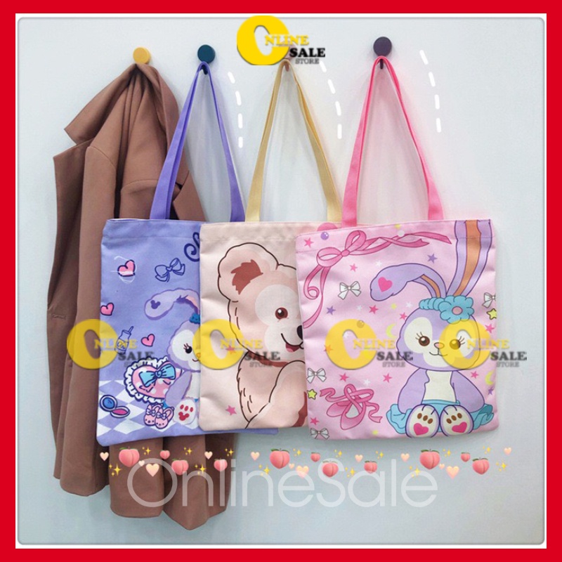 Túi xách học thêm bé gái đi chơi cấp 2 3 vải canvas 2 lớp có khóa kéo KT 37x33 cm cặp đi học balo trẻ em
