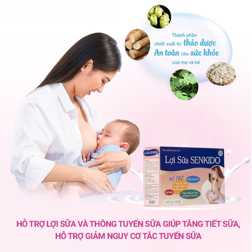 Cốm lợi sữa Senkido thông tắc tuyến sữa, mẹ tràn trề sữa, gọi sữa về nhanh, tăng dinh dưỡng trong sữa mẹ