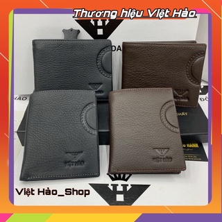 Ví Nam, Bóp nam, Ví Da Bò Nam Nguyên Chất Dập Logo Thương Hiệu Việt Hào