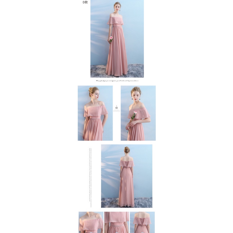 Đầm Maxi Vải Voan Màu Hồng Thời Trang Sang Trọng Cho Phù Dâu