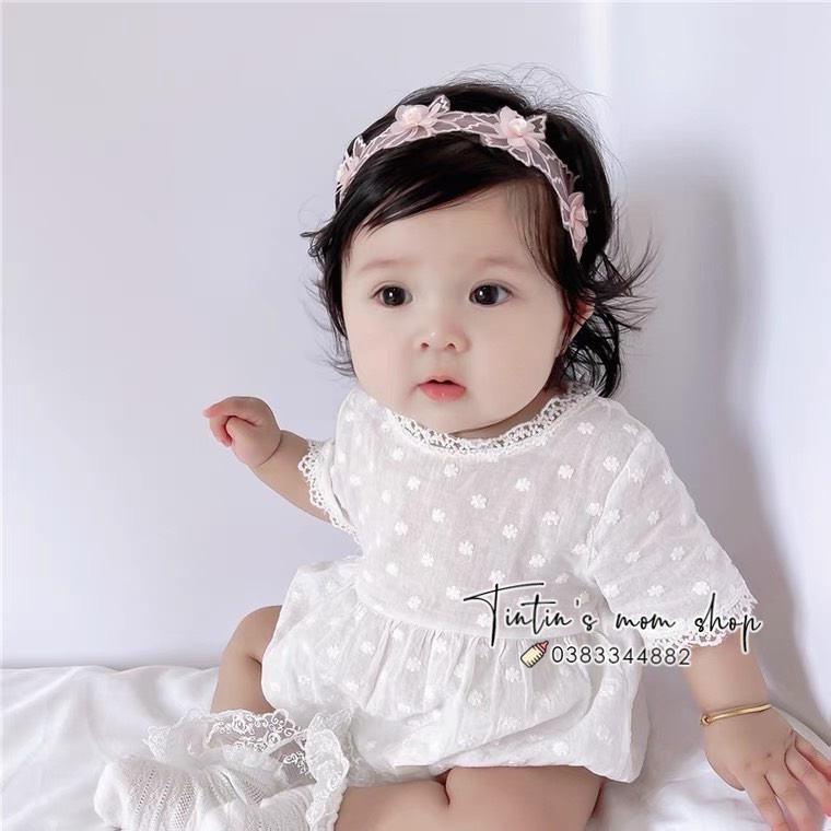 Bộ body hoa thô trắng cho bé gái 3-18M