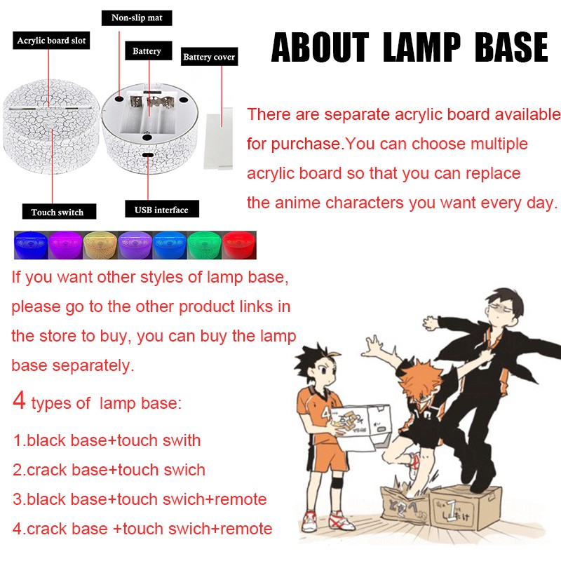 Đèn LED trang trí nội thất 3D hình Anime Haikyuu sáng tạo