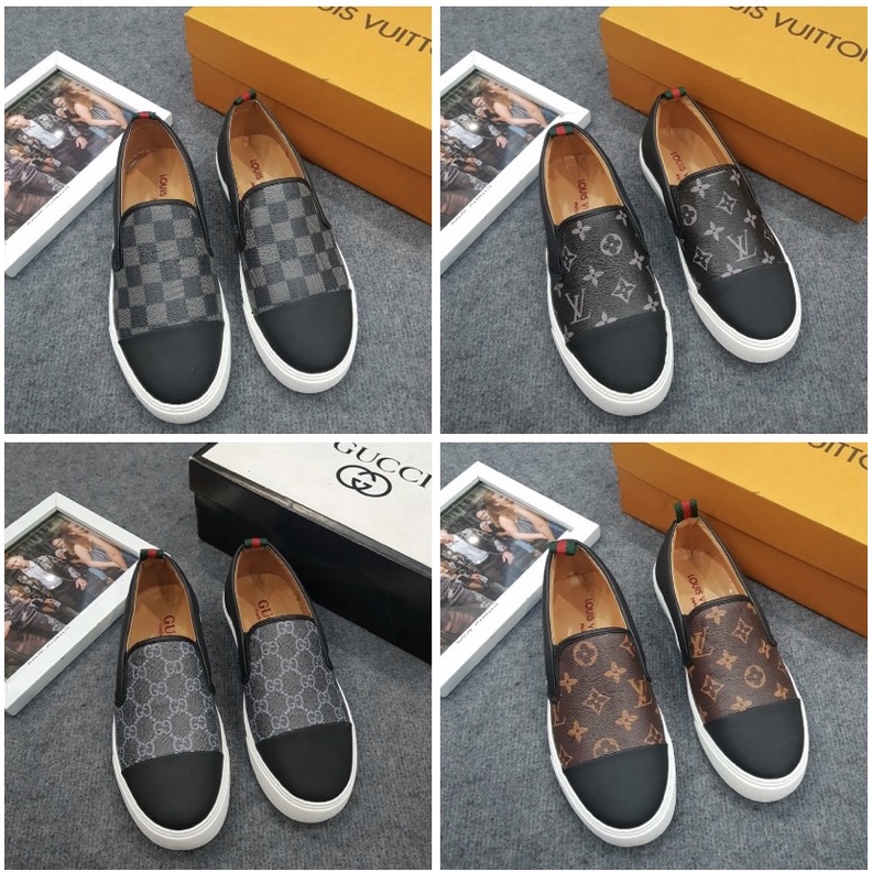Giày nam slip on đế trắng có hoạ tiết dập vân chìm, Giầy thời trang nam phong cách giới trẻ btshop từ 38 đến 42.