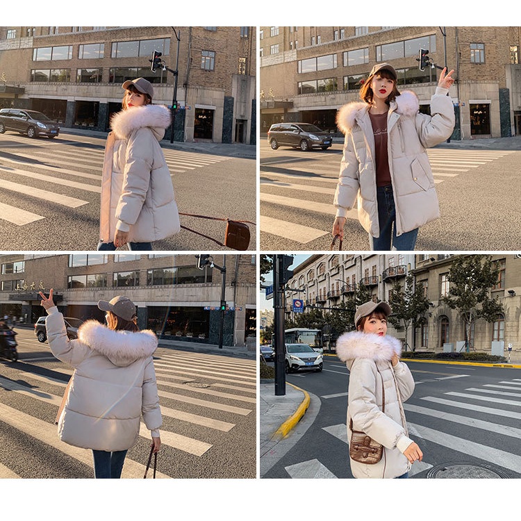 Áo phao nữ đại hàn có lớp lót ấm mũ lông dày dặn Quảng châu chất đẹp YAP1 | BigBuy360 - bigbuy360.vn