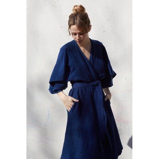 Đầm Linen Đắp Chéo kèm Đai