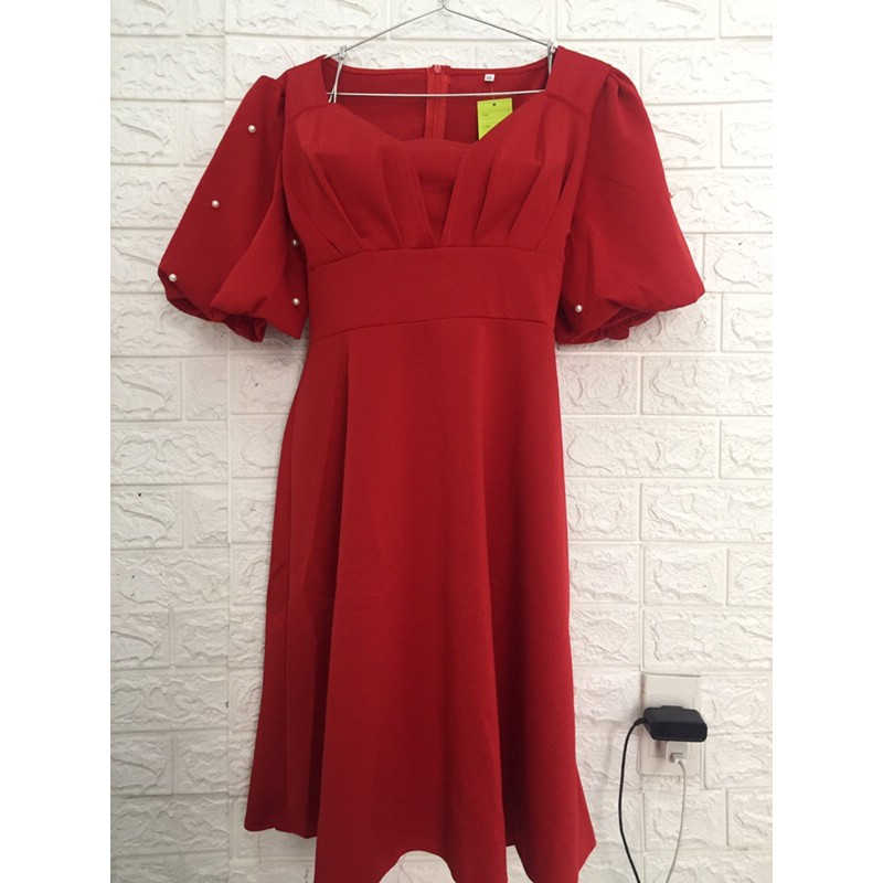 Đầm tiểu thư dáng xòe tay bồng đính ngọc size 50-72kg💕hàng y hình và video💕 | BigBuy360 - bigbuy360.vn
