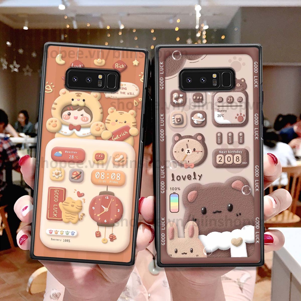Ốp Samsung Note 8 in 3D icon gấu nổi siêu xinh, siêu đáng yêu, cá tính phong cách