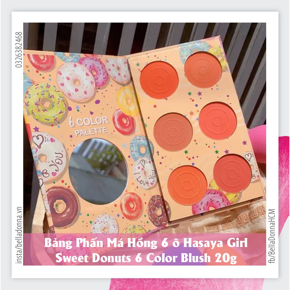 Bảng Phấn Má Hồng 6 Ô Ngọt Ngào Hasaya Girl Sweet Donuts 6 Color Blush 20g #02