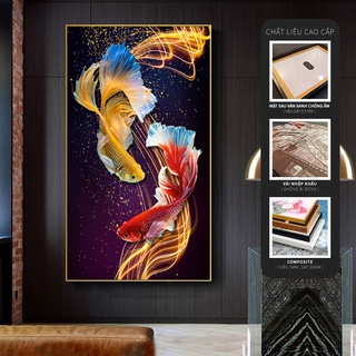Tranh canvas khổ dọc chủ đề cá