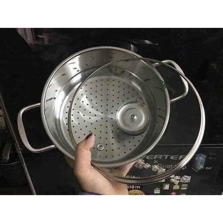 [Hàng Loại 1_FreeShip] Bộ nồi xửng hấp inox cao cấp đáy từ Đông Á Cook Size 20cm, 28cm