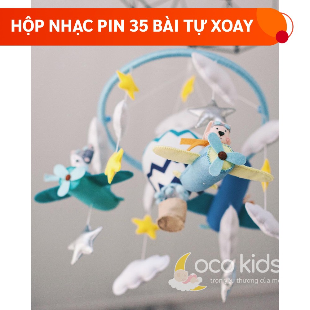 [MIỄN PHÍ THÊU TÊN BÉ] Đồ chơi treo nôi cho bé kích thích thị giác Coco Kids, tự xoay và phát nhạc mẫu KHINH KHÍ CẦU 2