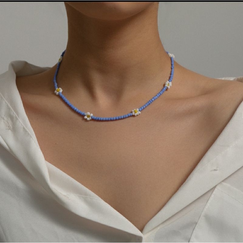 Vòng cổ Choker cườm kết hoa nam nữ phong cách