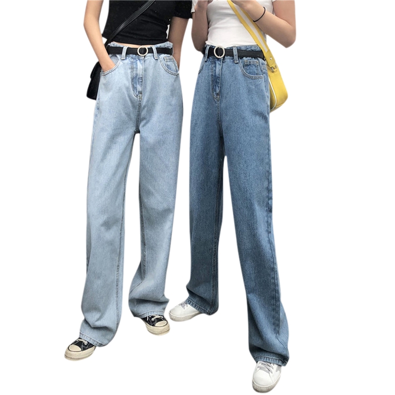 SUXI Quần Jeans Nữ Lưng Cao Ống Rộng Thời Trang Hàn Quốc