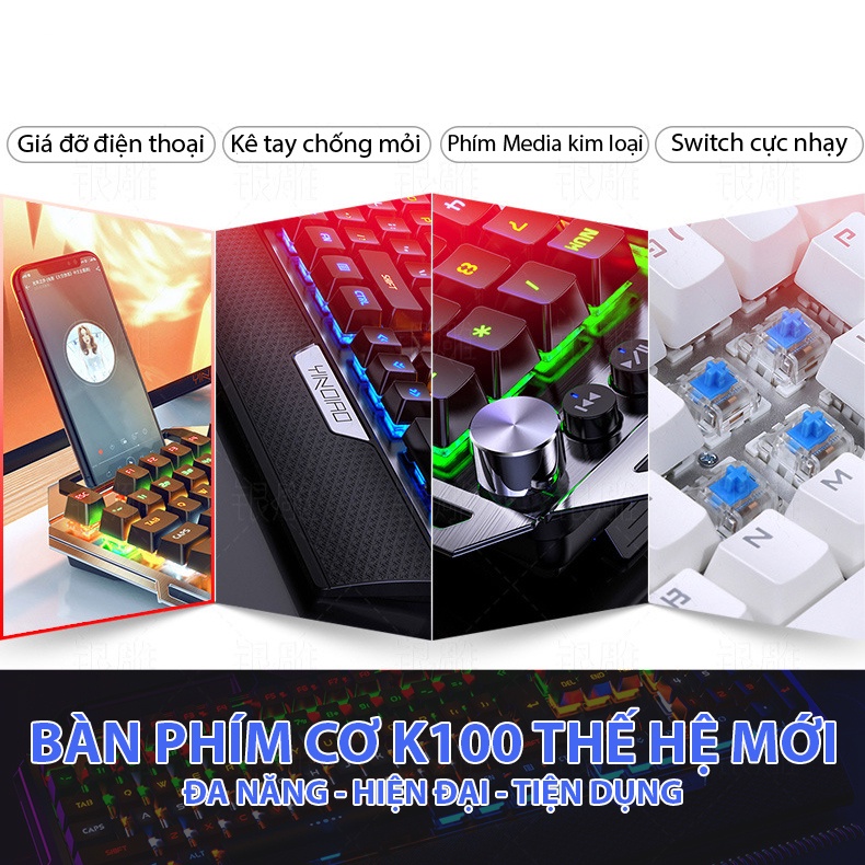 Bàn phím cơ Gaming Coputa Bàn phím máy tính chơi game có dây LED RGB K100 | BigBuy360 - bigbuy360.vn