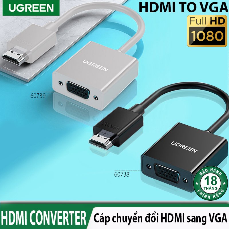 Cáp chuyễn HDMI to VGA Cao Cấp Ugreen 60738 60739 CM270 Chính Hãng