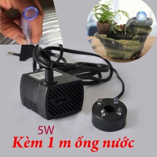 Máy bơm 5w 4 đèn led + kèm ống nước 1 m - máy bơm nước chìm cho hồ cá, hòn non, bộ thác nước