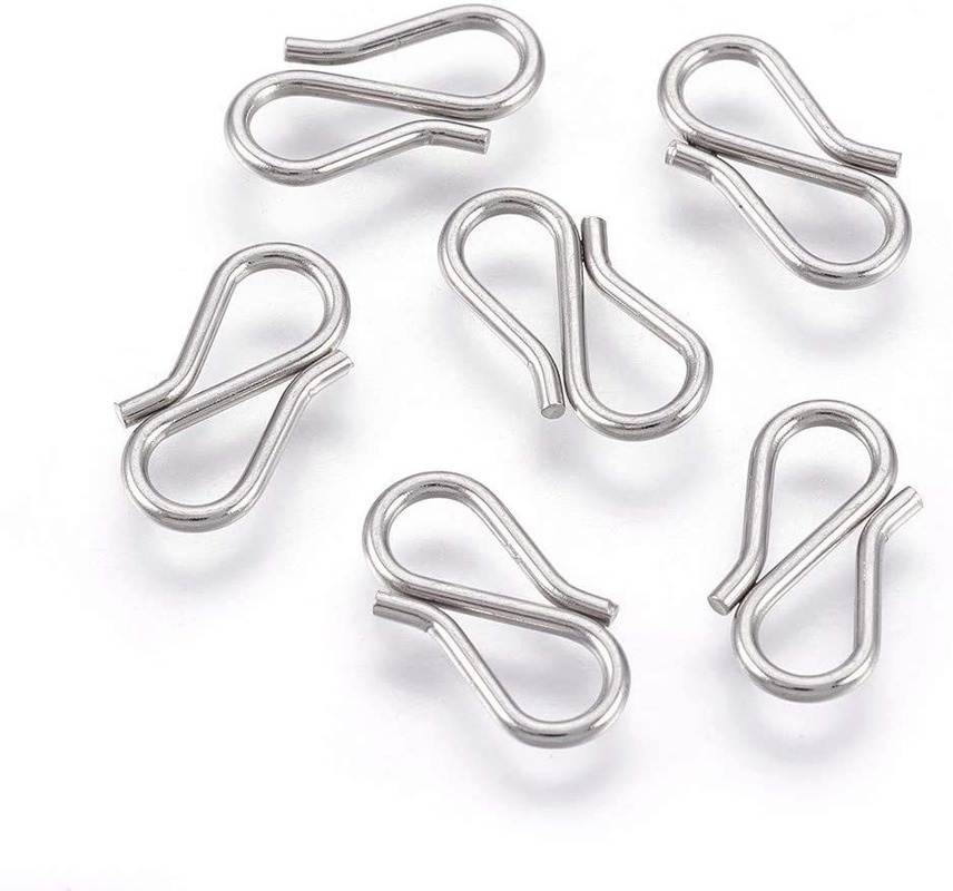 Set 5-50 Móc Khóa Dây Chữ S Bằng Thép Không Gỉ Làm Trang Sức 12.5x6x1mm