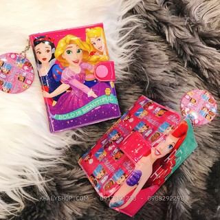 Bóp ví tiền dọc 2 mặt hình công chúa Princess kim tuyến lấp lánh màu hồng cho bé gái (Thái Lan) - 120NPCNG0055