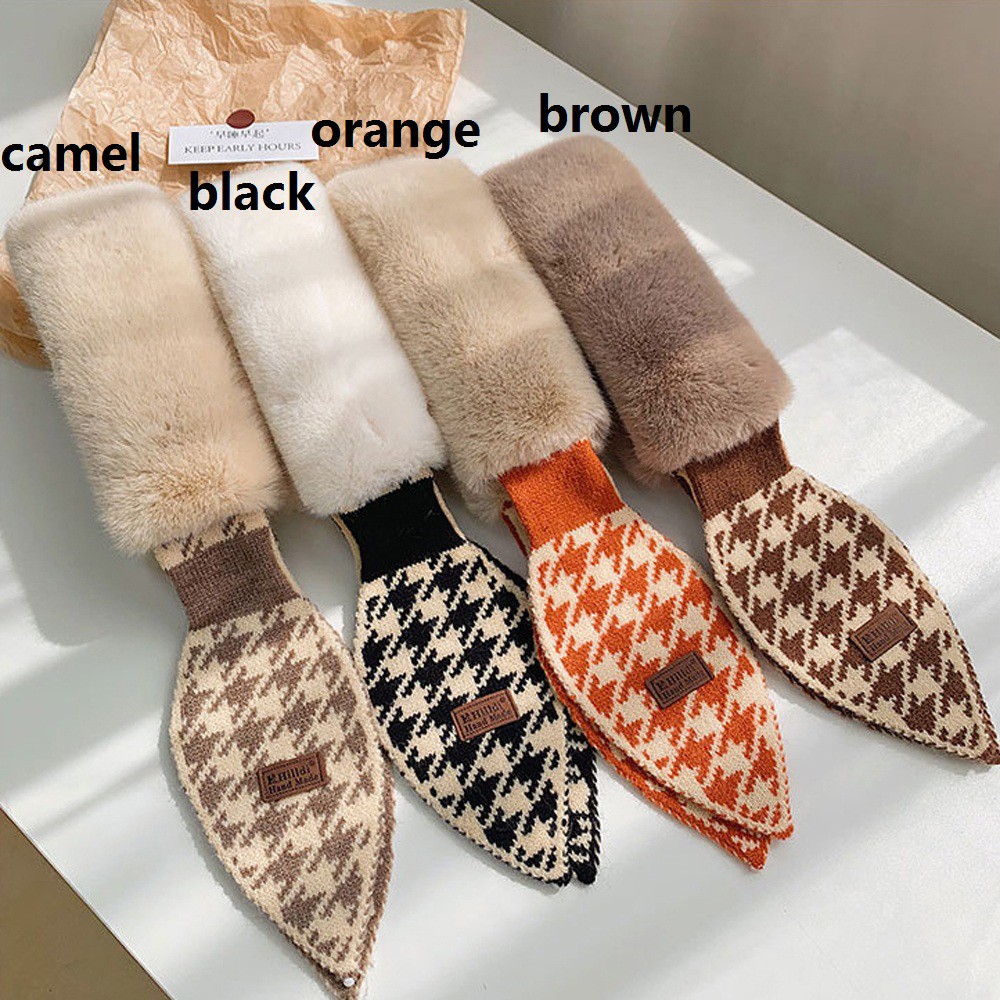 Khăn quàng cổ bằng lông giả dệt kim dày giữ ấm nhiều màu tùy chọn cho nữ