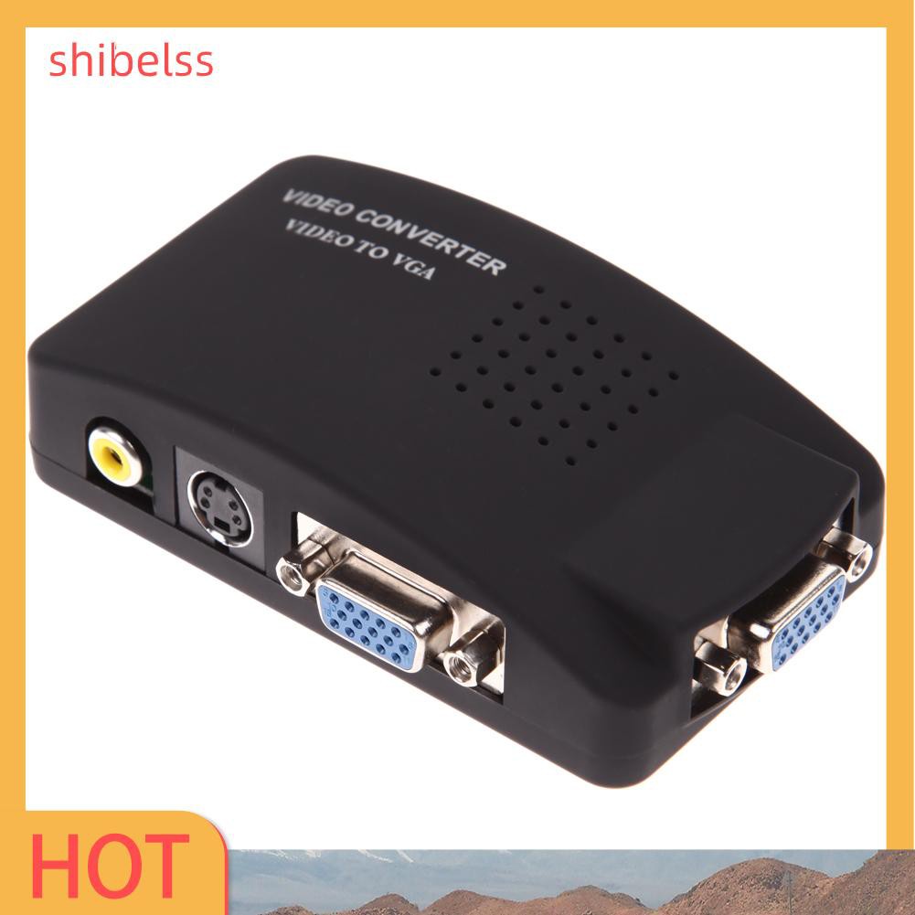 Shibelss AV RCA Composite S-video Input to VGA Output Monitor Converter Adapter CCTV