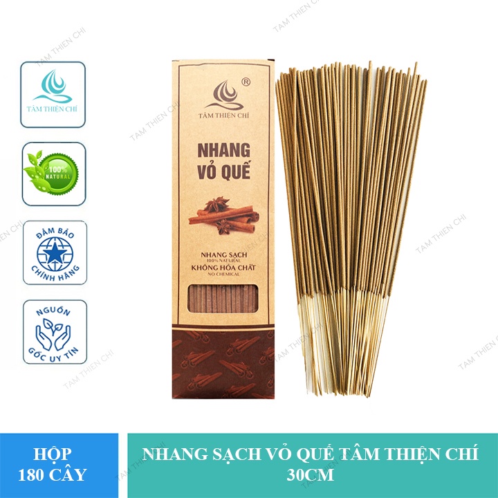 Nhang sức khỏe Tâm Thiện Chí VỎ QUẾ hộp 180 cây, 30cm