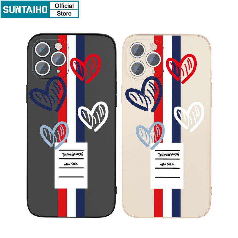 Ốp lưng iphone Suntaiho Ốp lưng iphone Ốp Điện Thoại silicon mềm hình bốn trái tim cho iPhone 13 12 11 Pro Max X XR Xs Max 7 8 Plus 12mini 13mini