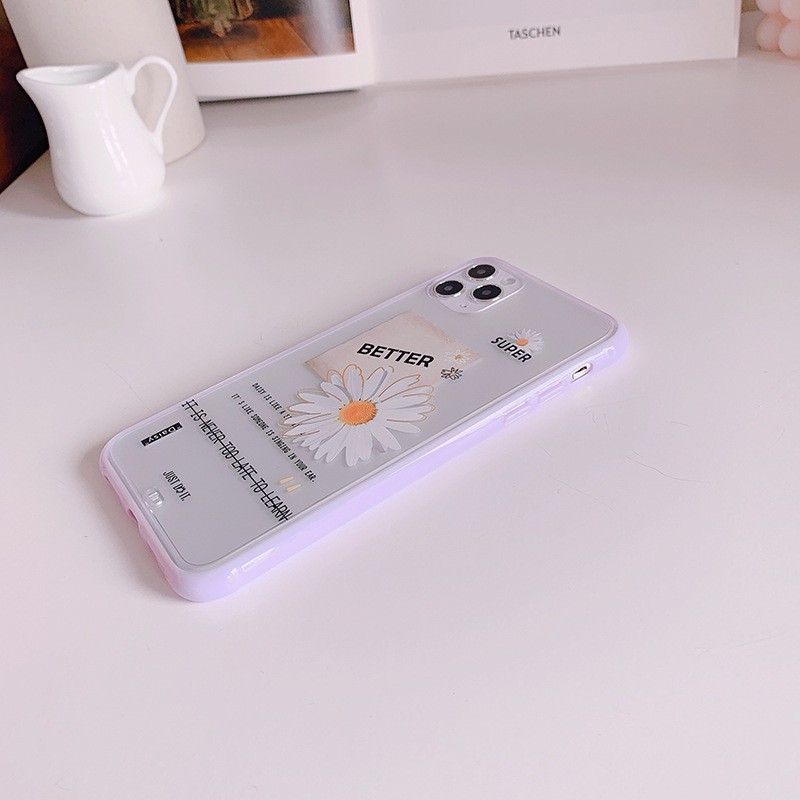 Ốp hoa cúc GD viền tím iPhone 7 8 7 Plus 8 Plus X Xs Xr XsMax iPhone 11 11 Pro 11 Promax Cú Mèo Case | BigBuy360 - bigbuy360.vn