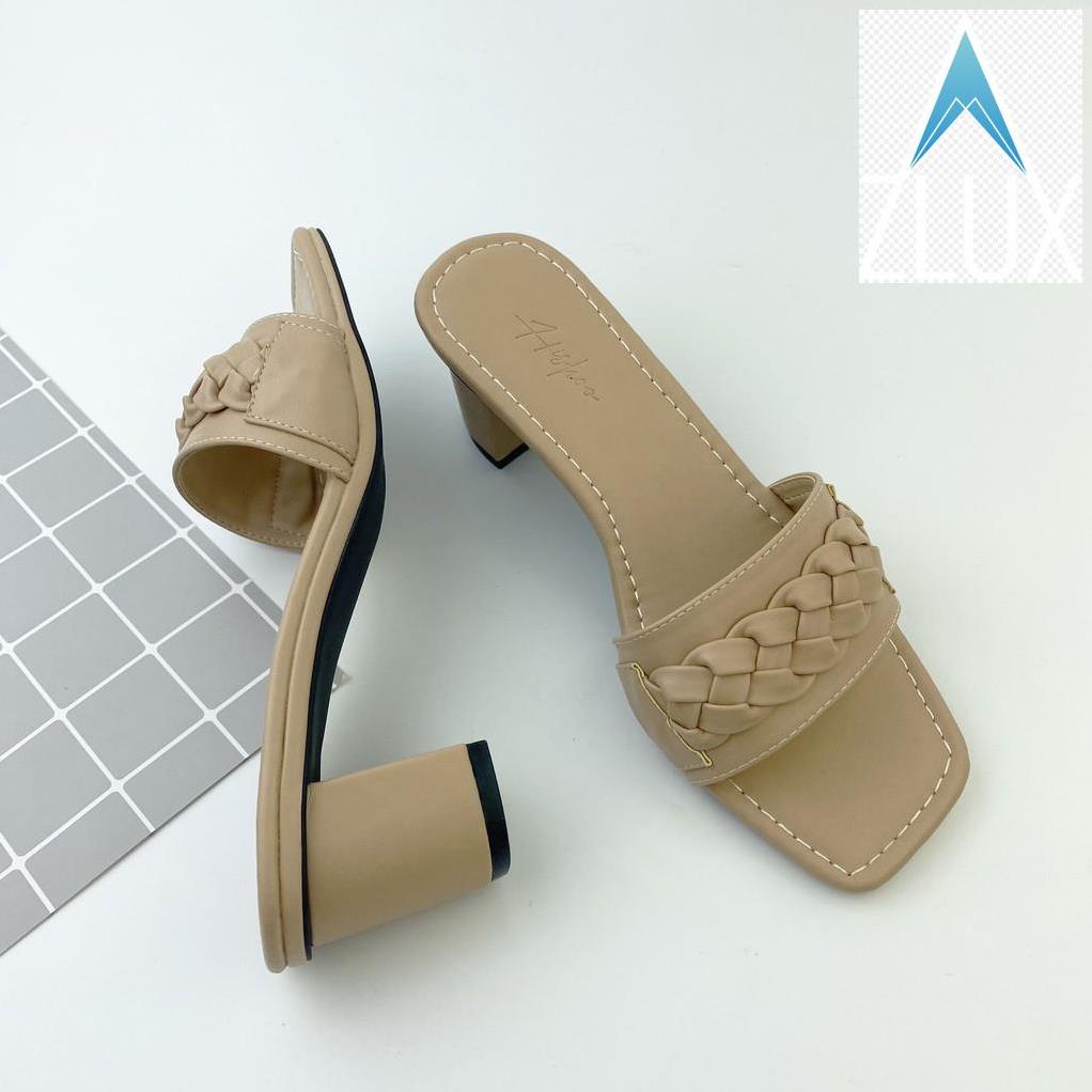 💇 Dép cao gót nữ đế vuông dáng guốc sandal cao 5 phân quai ngang thời trang chính hãng HISHOO S054 💇