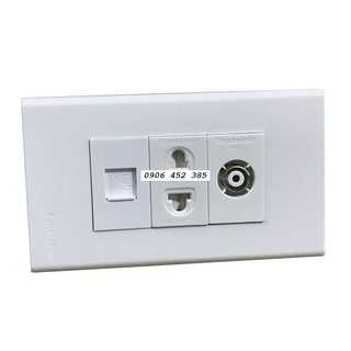 Bộ ổ cắm âm tường 3 cổng ( Mạng Lan + ổ cắm + Tivi) dùng mặt Panasonic