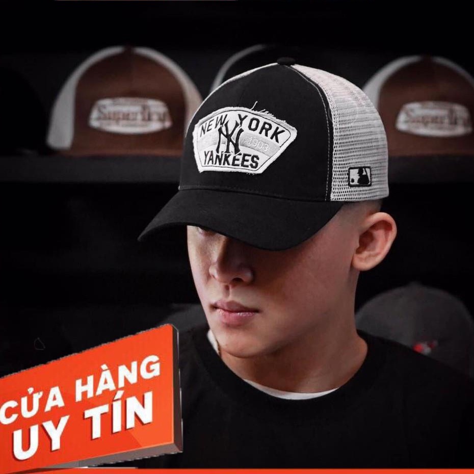 Mũ lưỡi trai New york Yankee NY chất vải cotton phối lưới Hàn Quốc cao cấp, Mũ kết thể thao màu xám và màu đen