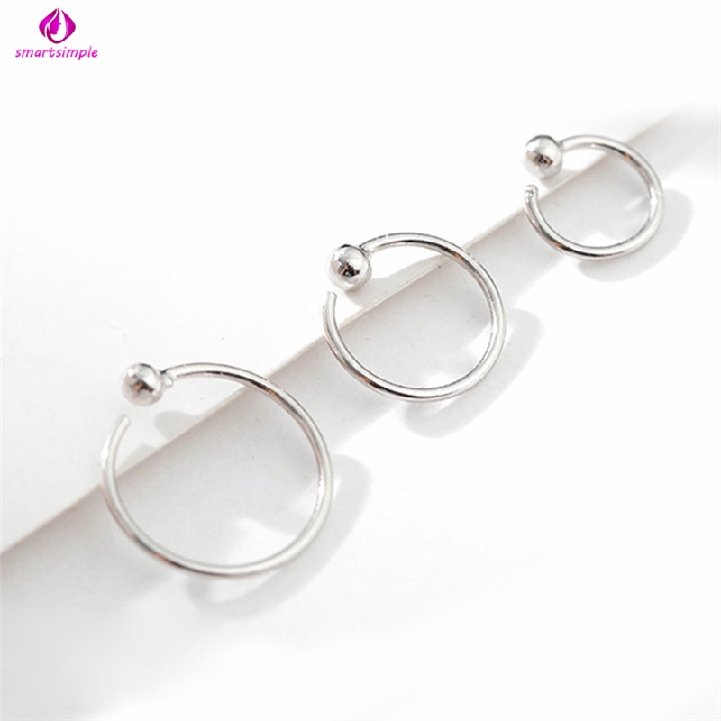 Khuyên Tai Mạ Bạc 925 Đơn Giản Chống Dị Ứng 6mm 8mm 10mm (1 Cái)