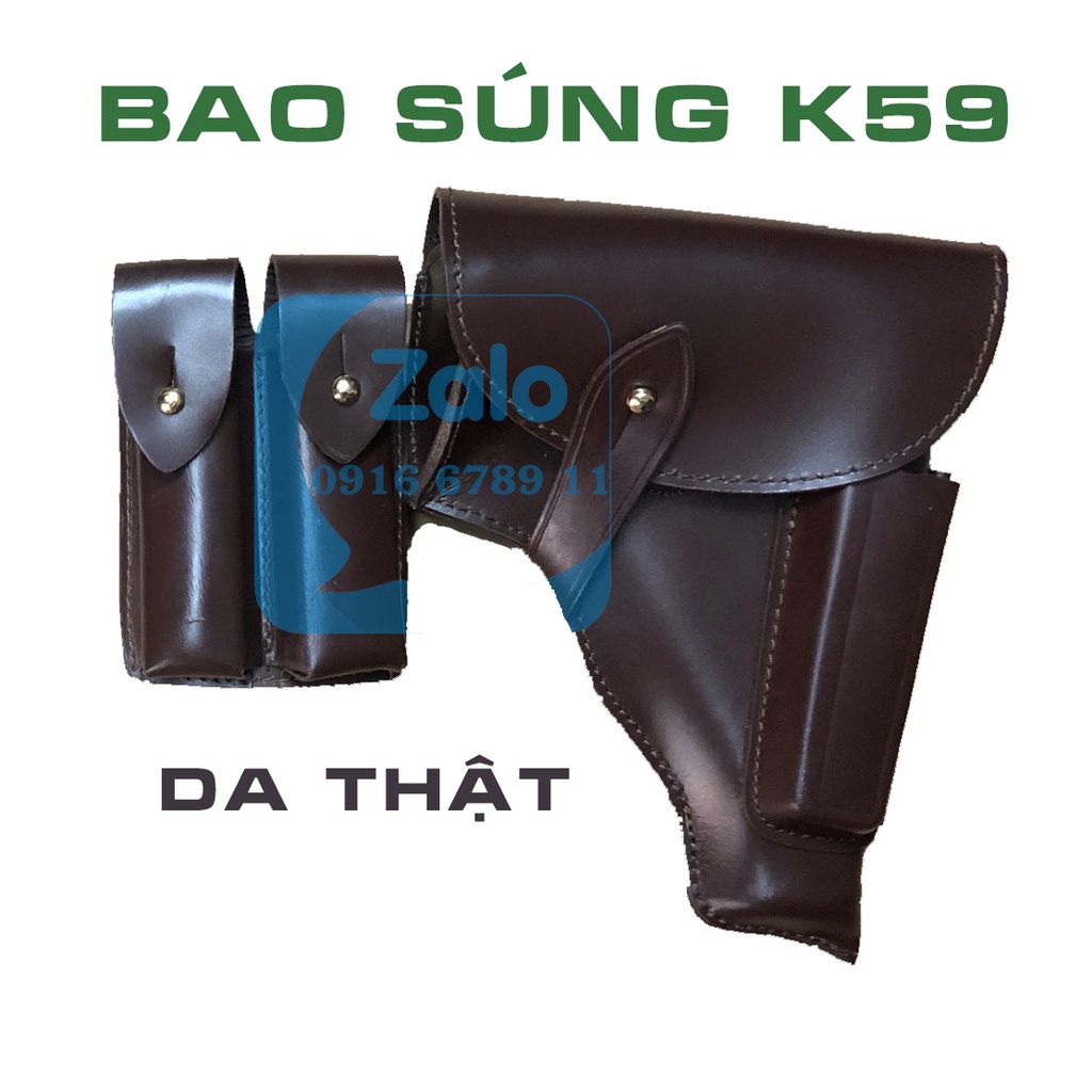 Bao da đeo K59, bao đựng K59 bằng da thật dành cho cấp chỉ huy quân đội, công an