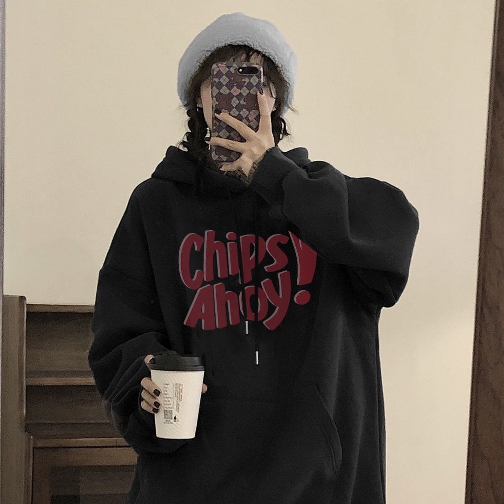 Áo Hoodie Dáng Rộng Thời Trang Mùa Đông Hàn Quốc Dành Cho Nữ