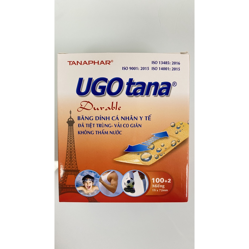 Băng dính y tế cá nhân Ugo tana,băng dính vô trùng không thấm nước hộp 102 miếng.anthaomoc