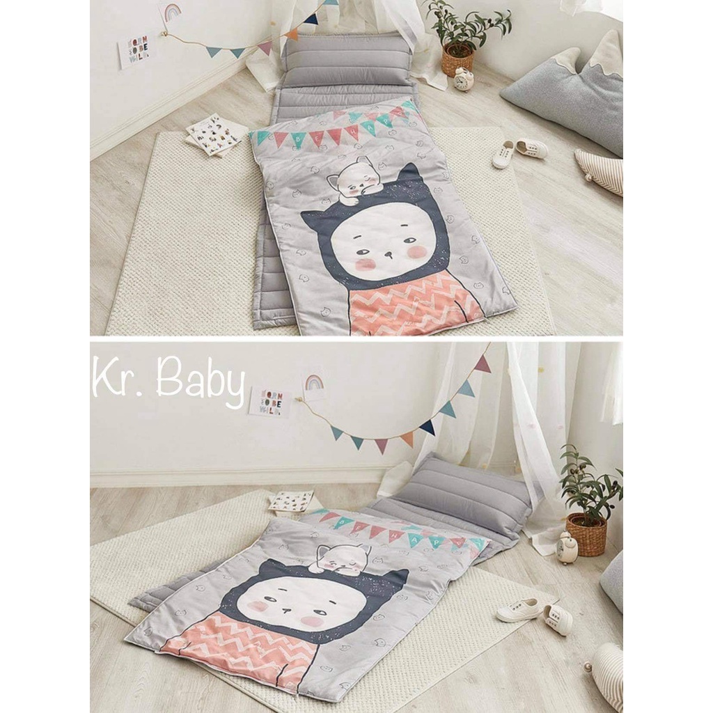 Set chăn nệm cho bé đi học made in Korea nhẹ , gấp gọn tiện lợi hoạ tiết đáng yêu