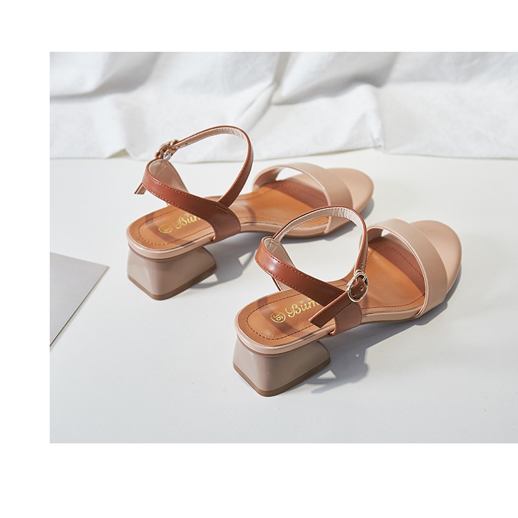 Giày sandal gót vuông 3 phân cực xinh - màu kem - CG-0357