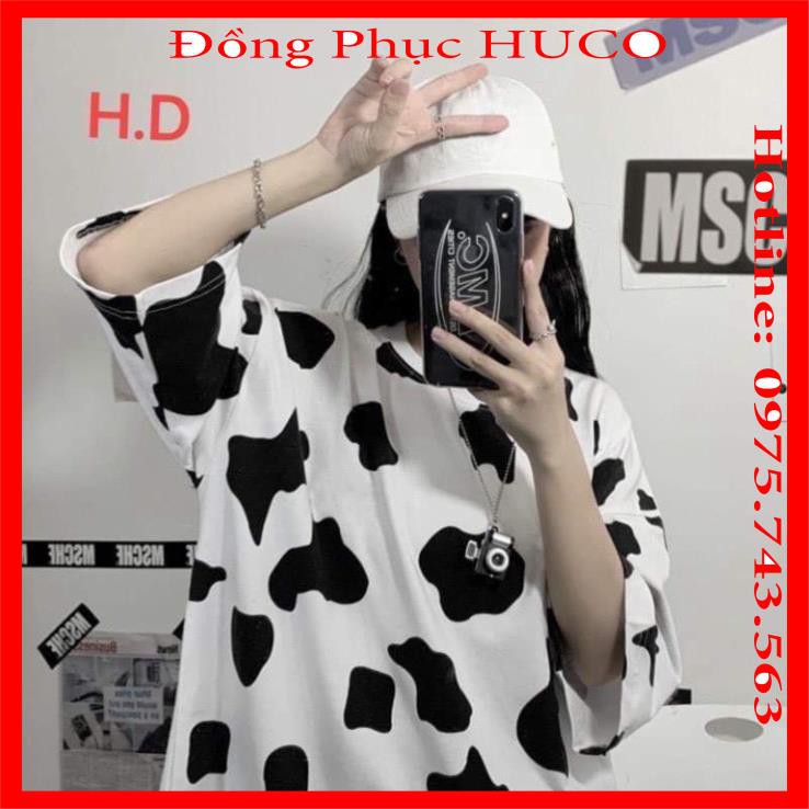 [ Tặng 1c Khẩu trang ] set áo bò sữa nữ,áo thun tay lỡ loang bò sữa chất cotton mềm mát + túi tote | BigBuy360 - bigbuy360.vn