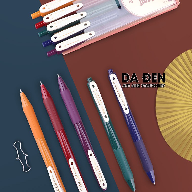 [DA ĐEN] Bộ 5 Bút Gel Màu Baoke Phong Cách Vintage