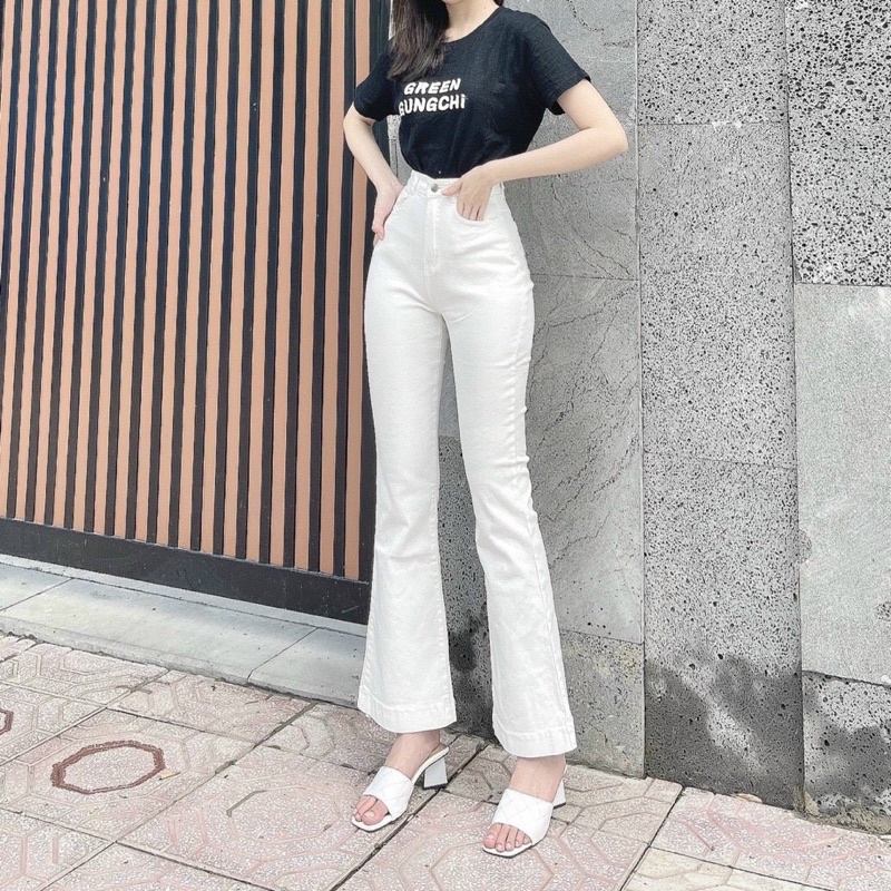 QUẦN JEANS LOE TRẮNG DÁNG DÀI JEANS DÀY DẶN- ảnh thật toan bộ