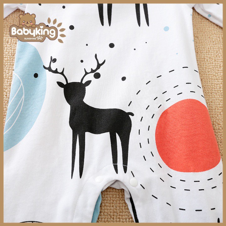 BodySuit giáng sinh noel cho bé,áo liền quần dễ thương dài tay kiểu nai đen cho bé (3097), cotton 100%, Aiueo Nhật.