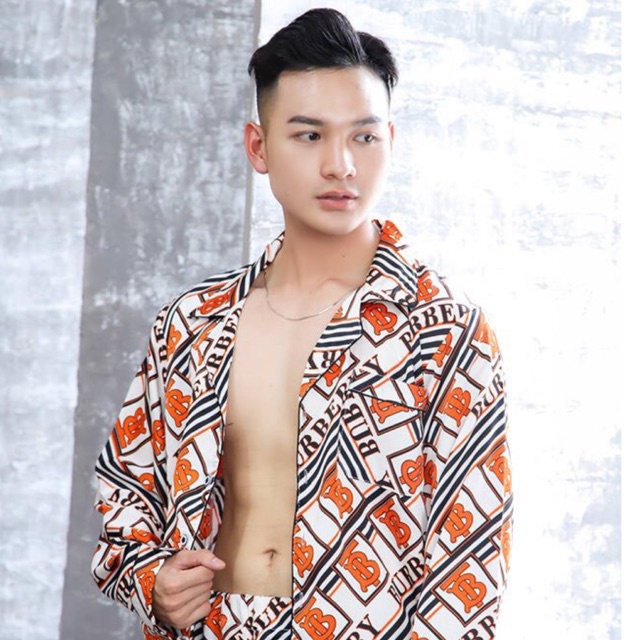 Bộ đồ ngủ mặc nhà pijama dài tay  nam cao cấp ,chất lụa pháp không nhăn mềm mịn form to rộng