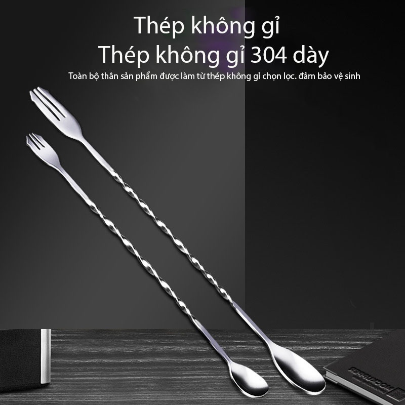 Thìa bar pha chế inox, thìa khuấy 2 đầu pha chế - LOKING