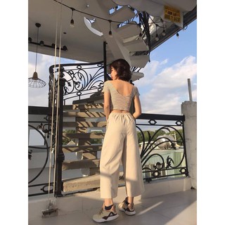 Quần linen ống rộng