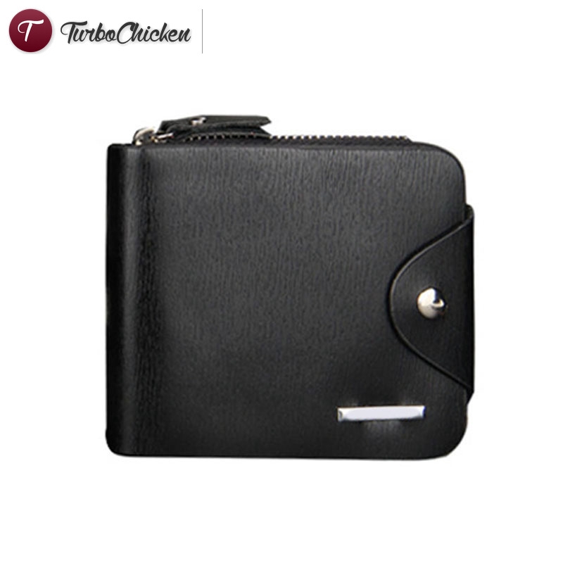 【COD】 Fashion Men Short Purse PU Leather Solid Color Zipped Hasp Clutch Money Bag Man Casual Wallet Card Holder