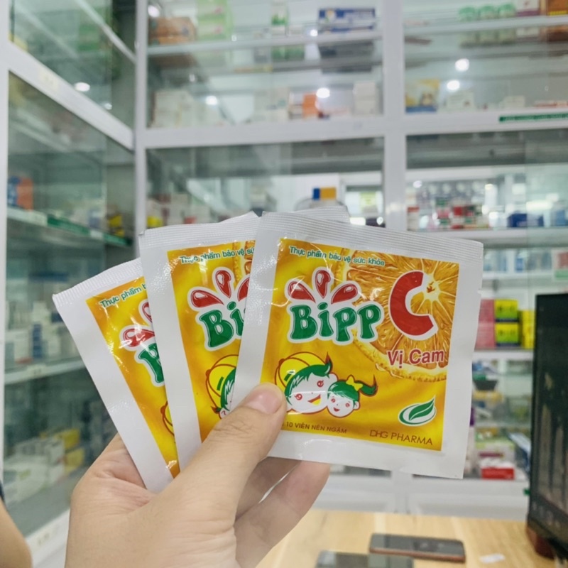 Viên Ngậm Bipp C vị cam DHG hỗ trợ tăng cường sức đề kháng cho trẻ gói 10 viên
