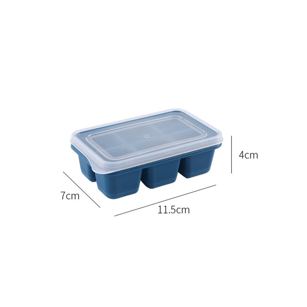 Khay trữ đông đồ ăn dặm, làm đá lạnh có nắp đậy chất liệu silicon + PP an toàn cho bé và gia đình | BigBuy360 - bigbuy360.vn