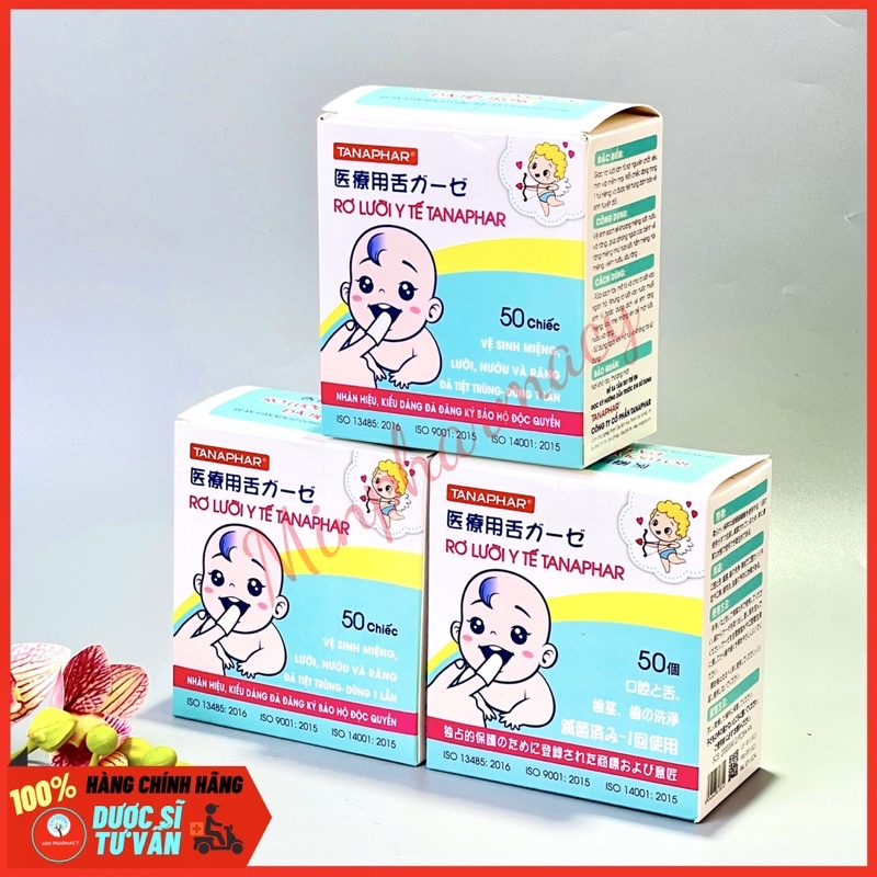 Gạc Rơ lưỡi trẻ em y tế TANAPHAR đã tiệt trùng, mềm mại Hộp 50 chiếc - Minpharmacy